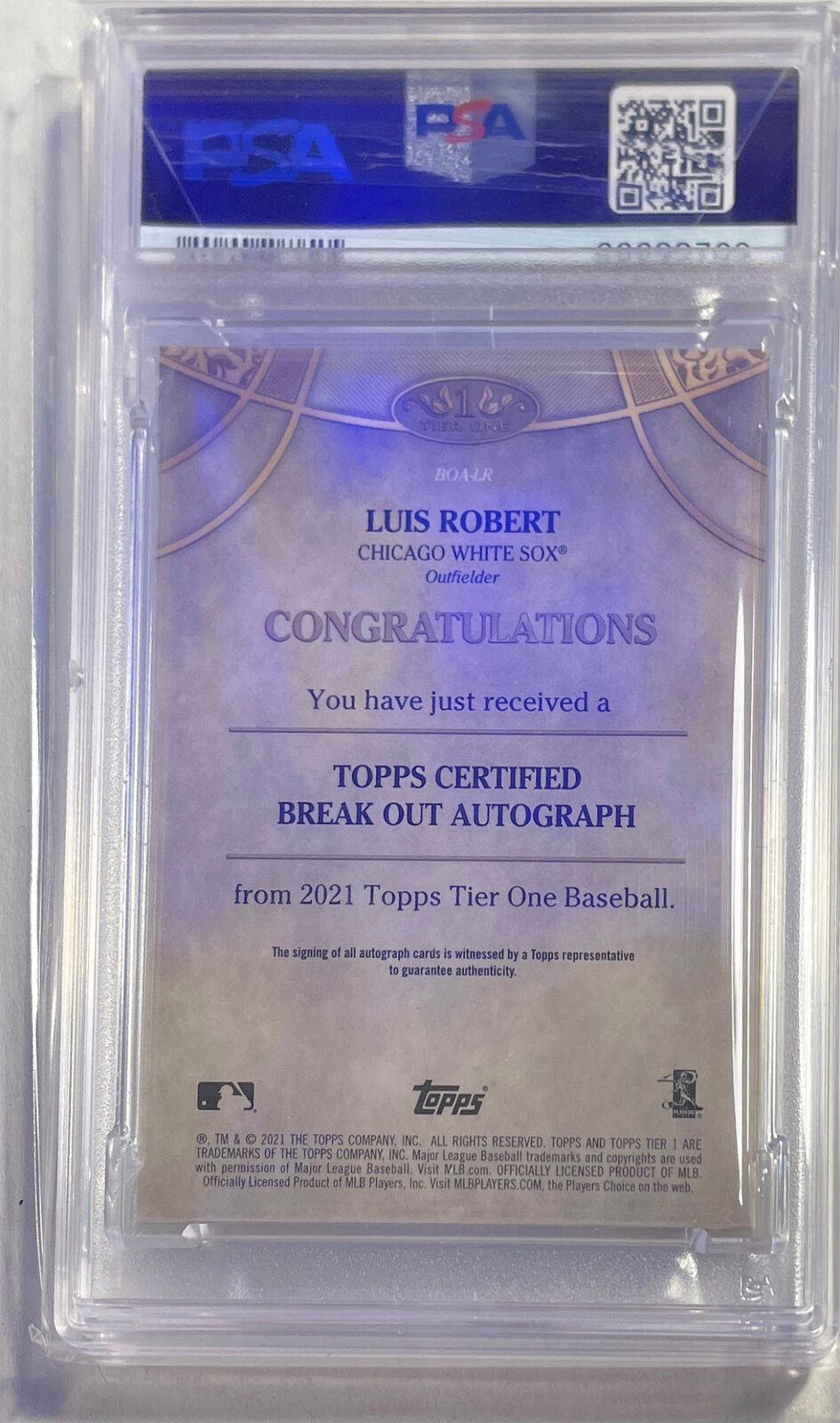 LUIS ROBERT 2021 TOPPS TIER ONE BREAK OUT AUTO #D /150 PSA 10 GEM MINT POP 4
