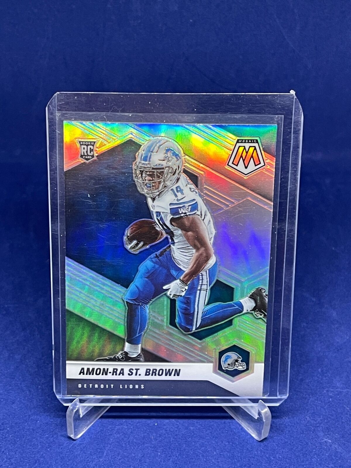 AMON RA ST BROWN 2021 PANINI MOSAIC SILVER PRIZM PHOTO VARIATION ROOKIE SP RC