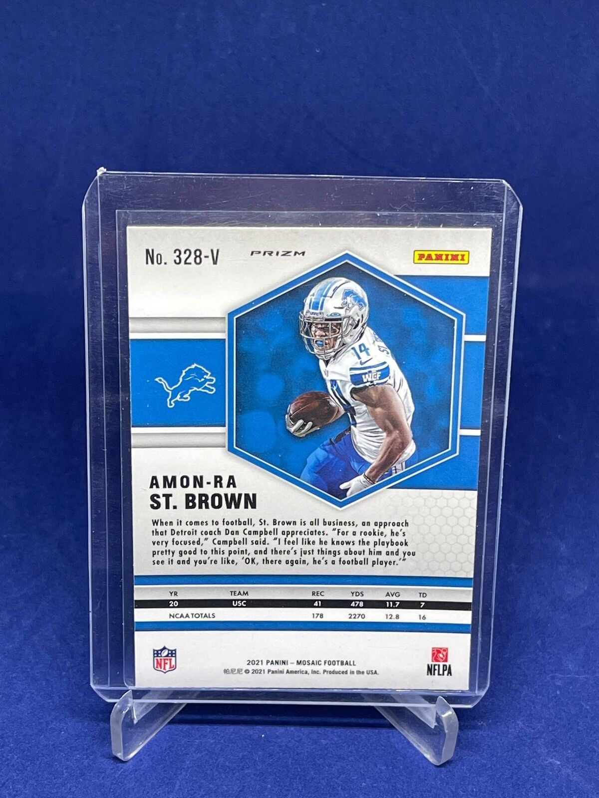 AMON RA ST BROWN 2021 PANINI MOSAIC SILVER PRIZM PHOTO VARIATION ROOKIE SP RC