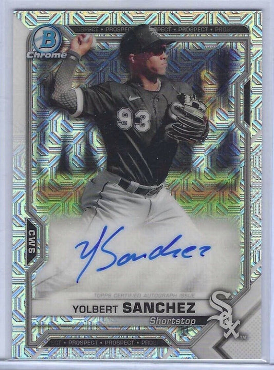 YOLBERT SANCHEZ 2021 BOWMAN CHROME SILVER MEGA BOX MOJO REFRACTOR PROSPECT AUTO