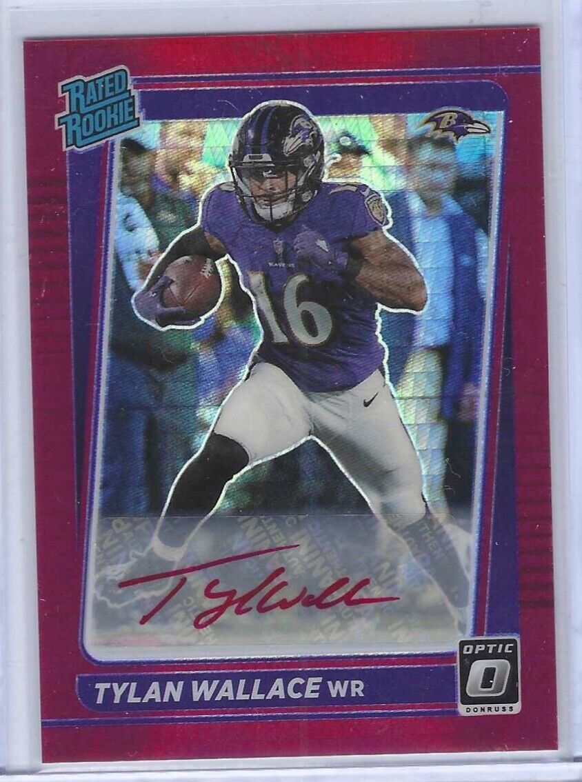 TYLAN WALLACE 2021 DONRUSS OPTIC RED INK HYPER HOLO RATED ROOKIE AUTO RC #226