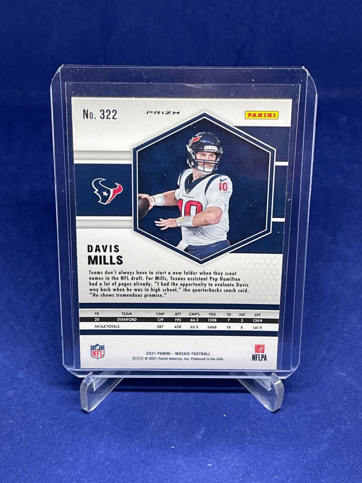 DAVIS MILLS 2021 PANINI MOSAIC SILVER PRIZM ROOKIE RC #322