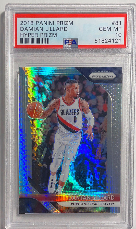 DAMIAN LILLARD 2018 PANINI PRIZM HYPER PRIZM #81 PSA 10 GEM MINT POP 4
