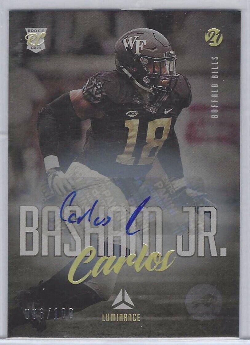 CARLOS BASHAM JR 2021 PANINI LUMINANCE BRONZE AUTO RC #D 086/100
