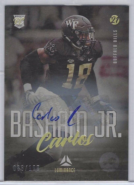 CARLOS BASHAM JR 2021 PANINI LUMINANCE BRONZE AUTO RC #D 086/100