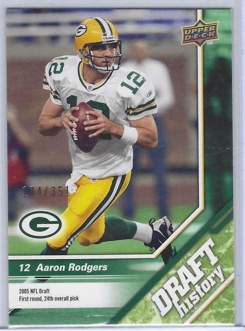 AARON RODGERS 2009 UPPER DECK NFL DRAFT EDITION DRAFT HISTORY #D 174/351