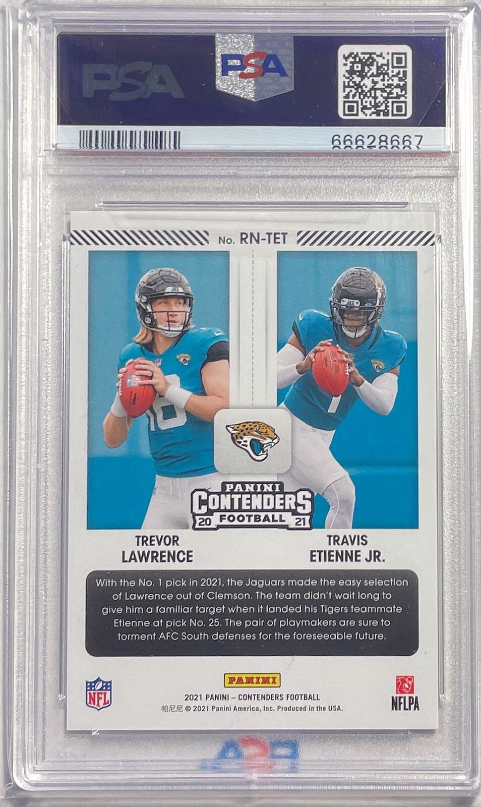 TREVOR LAWRENCE ETIENNE 2021 CONTENDERS ROUND NBRS SILVER RC /99 PSA 10 POP 3