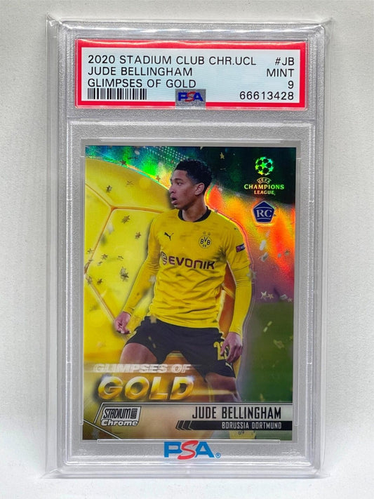 JUDE BELLINGHAM 2020 TOPPS STADIUM CLUB CHROME UCL GLIMPSES OF GOLD RC PSA 9