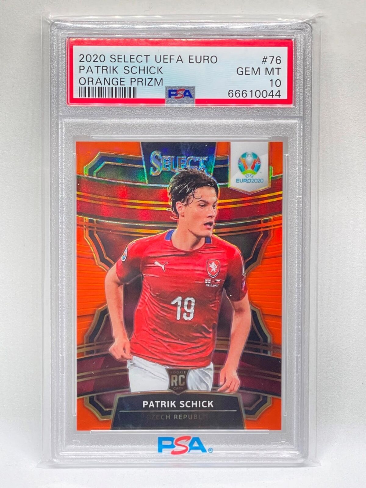 PATRIK SCHICK 2020-21 PANINI SELECT UERO ORANGE PRIZM RC #D 15/125 PSA 10 POP 3