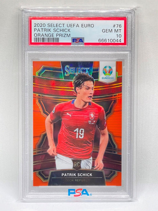 PATRIK SCHICK 2020-21 PANINI SELECT UERO ORANGE PRIZM RC #D 15/125 PSA 10 POP 3