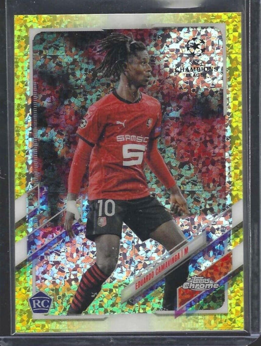 EDUARDO CAMAVINGA 2020-21 TOPPS CHROME YELLOW SPECKLE DIAMOND REFRACTOR RC /299