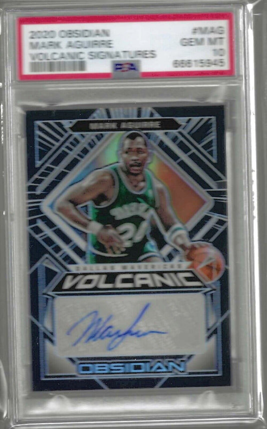 MARK AGUIRRE 2020-21 PANINI OBSIDIAN VOLCANIC AUTO #D 79/149 PSA 10 GEM POP 1/1