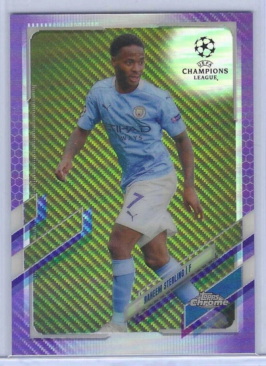 RAHEEM STERLING 2020-21 TOPPS CHROME UEFA PURPLE CARBON REFRACTOR SP #76