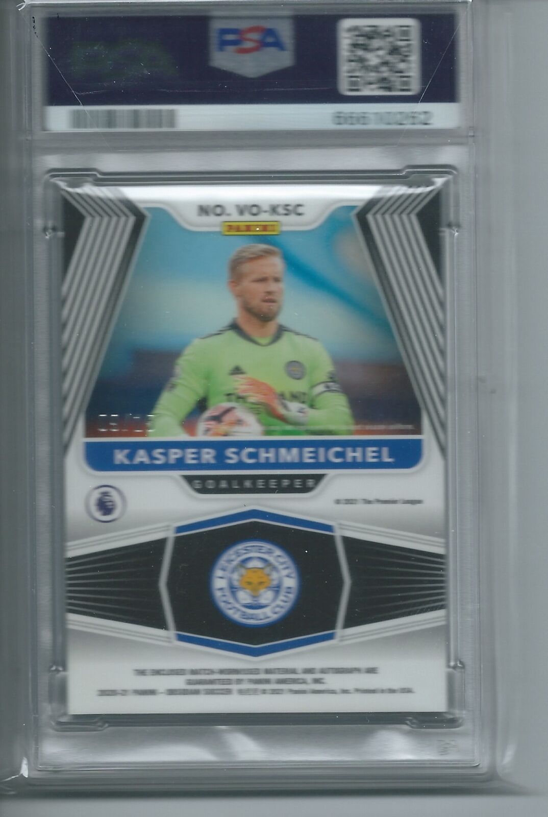 KASPER SCHMEICHEL 2020 OBSIDIAN VOLCANIC PURPLE JERSEY AUTO /15 PSA 10 GEM POP 1
