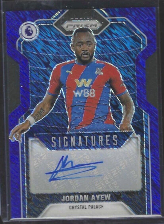 JORDAN AYEW 2021-22 PANINI PRIZM EPL BLUE SHIMMER PRIZM AUTO #S-JA