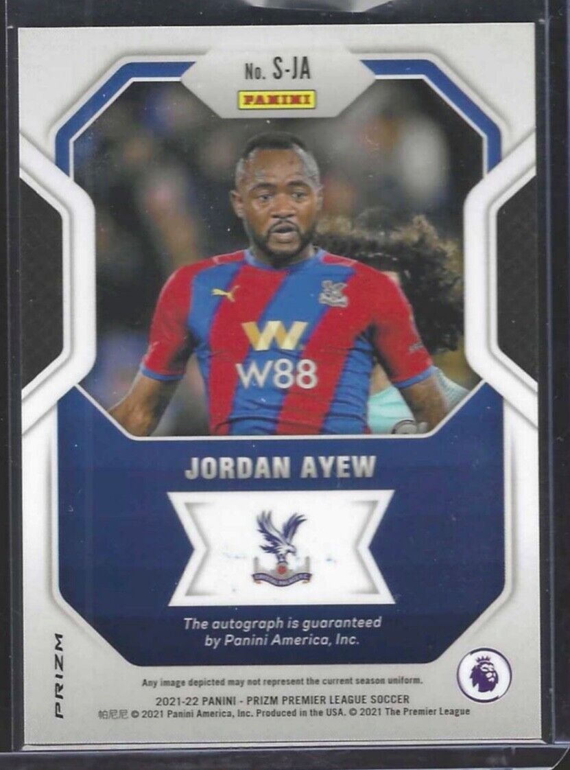 JORDAN AYEW 2021-22 PANINI PRIZM EPL BLUE SHIMMER PRIZM AUTO #S-JA