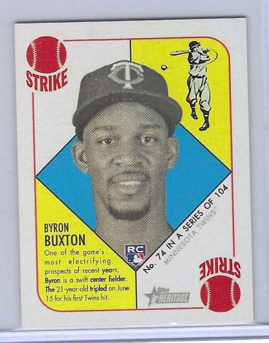 BYRON BUXTON 2015 TOPPS HERITAGE STRIKE MINI RED BACK SP ROOKIE RC #74