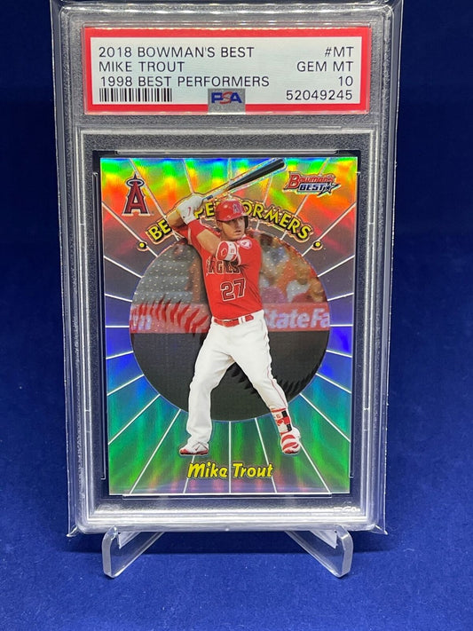 MIKE TROUT 2018 BOWMANS BEST 1998 BEST PERFORMERS REFRACTOR PSA 10 GEM MINT