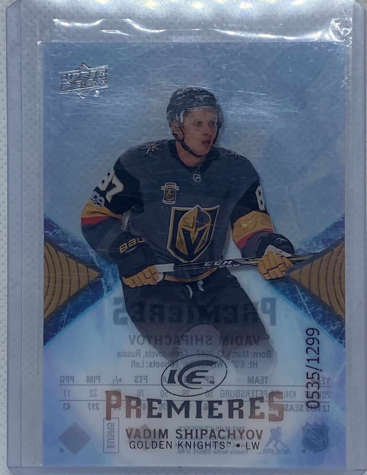 VADIM SHIPACHYOV 2017-18 UPPER DECK ICE PREMIERES RC #D 535/1299
