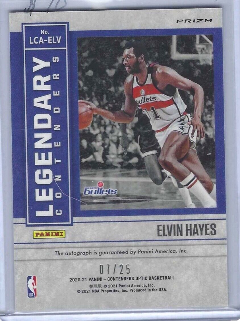 ELVIN HAYES 2020-21 PANINI OPTIC CONTENDERS ORANGE PRIZM LEGENDARY AUTO #D 07/25