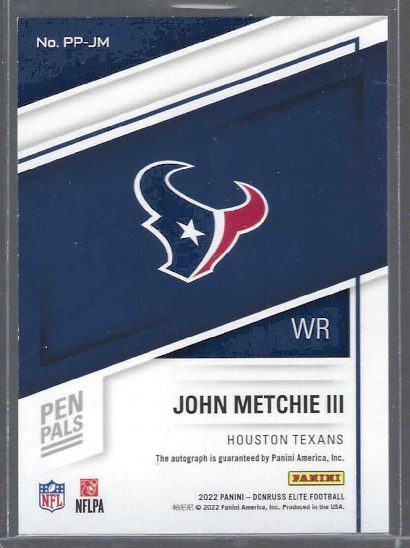 JOHN METCHIE III 2022 PANINI DONRUSS ELITE PEN PALS ROOKIE AUTO RC #PP-JM