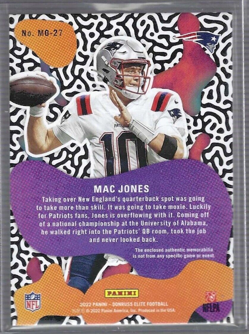 MAC JONES 2022 PANINI DONRUSS ELITE MOXIE JERSEY PATCH #MO-27