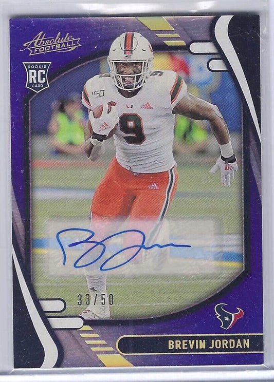 BREVIN JORDAN 2021 PANINI ABSOLUTE BLUE SPECTRUM ROOKIE AUTO RC #D 33/50