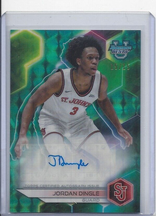 JORDAN DINGLE 2023 BOWMANS BEST TEAL GEOMETRIC REFRACTOR ST JOHNS AUTO #D 15/15