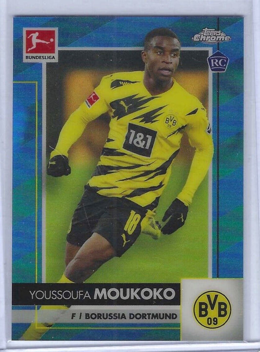 YOUSSOUFA MOUKOKO 2020-21 TOPPS CHROME BUNDESLIGA BLUE REFRACTOR RC #D 037/150