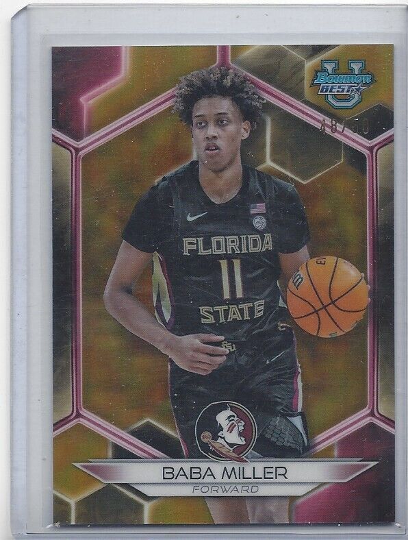 BABA MILLER 2023 BOWMANS BEST GOLD FLORIDA STATE REFRACTOR #D 48/50