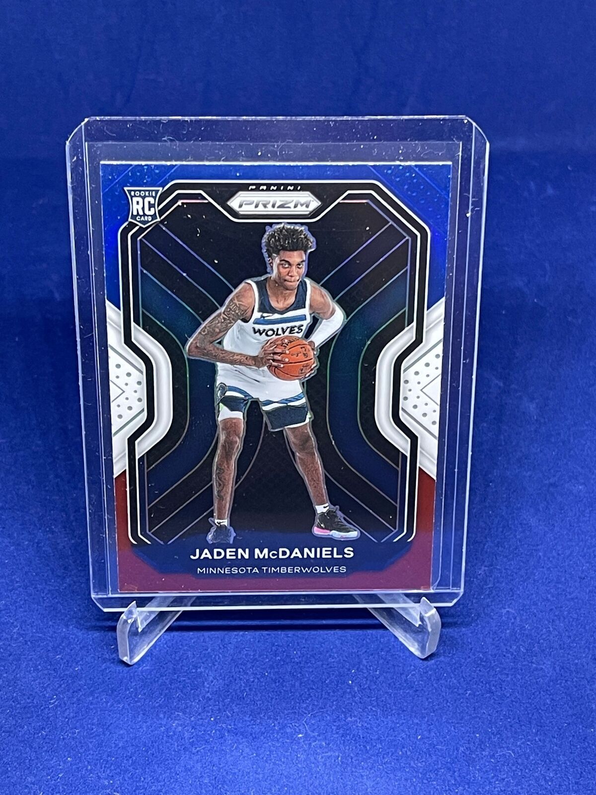 JADEN MCDANIELS 2020-21 PANINI PRIZM RED WHITE BLUE PRIZMS ROOKIE RC #277