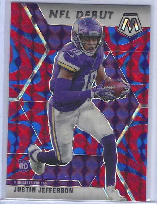 JUSTIN JEFFERSON 2020 PANINI MOSAIC FOOTBALL BLUE REACTIVE NFL DEBUT RC #270