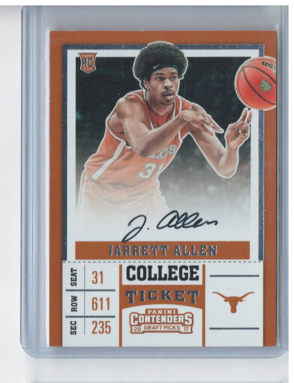JARRETT ALLEN 2017 PANINI CONTENDERS COLLEGE TICKET ROOKIE ON CARD AUTO RC