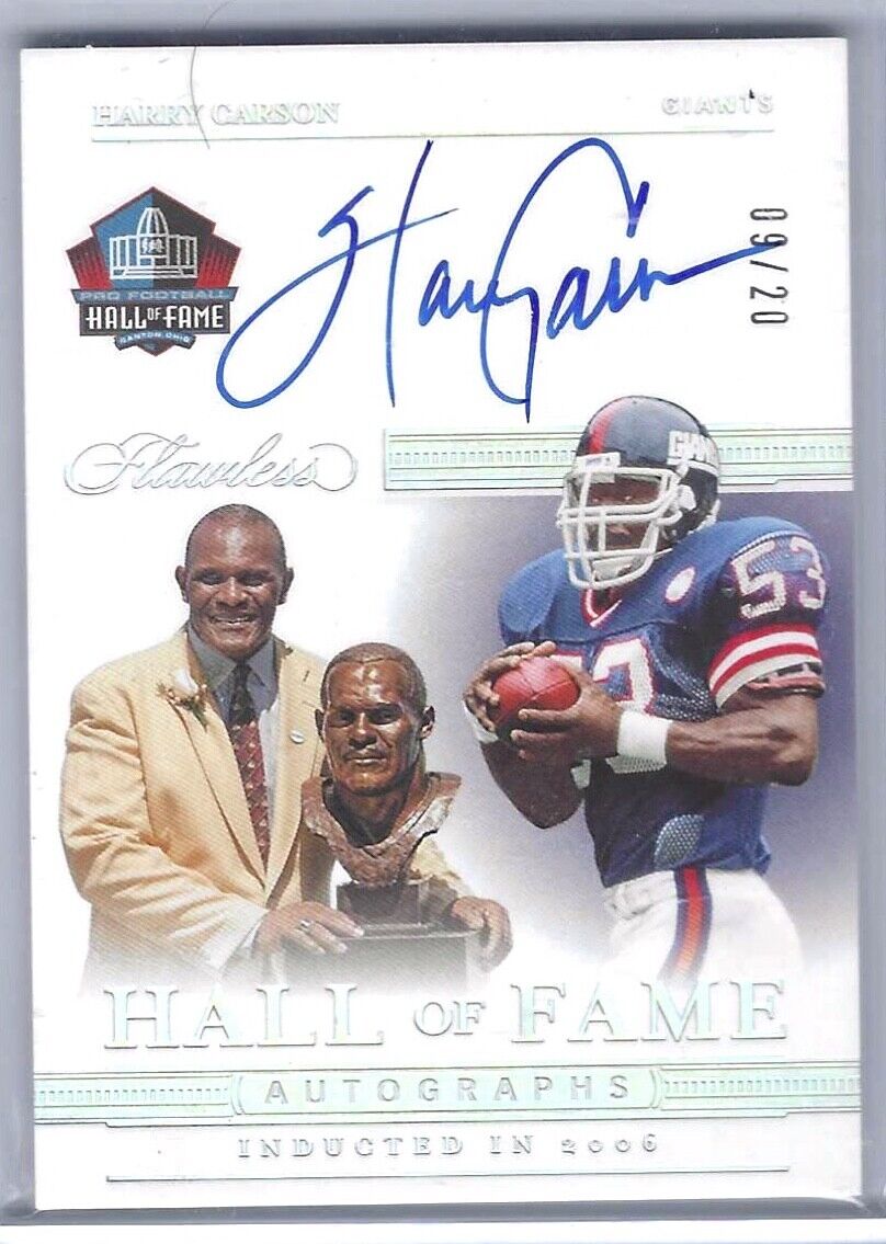 HARRY CARSON 2020 PANINI FLAWLESS HALL OF FAME ON CARD AUTO #D 09/20
