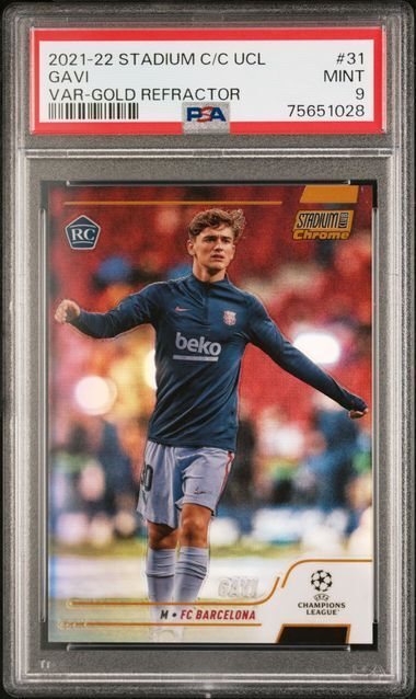 GAVI 2021 TOPPS STADIUM CLUB CHROME GOLD REFRACTOR VARIATION RC #D 27/50 PSA 9