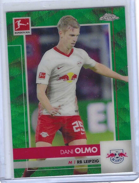 DANI OLMO 2020-21 TOPPS CHROME BUNDESLIGA GREEN WAVE ROOKIE REFRACTOR RC #D /99