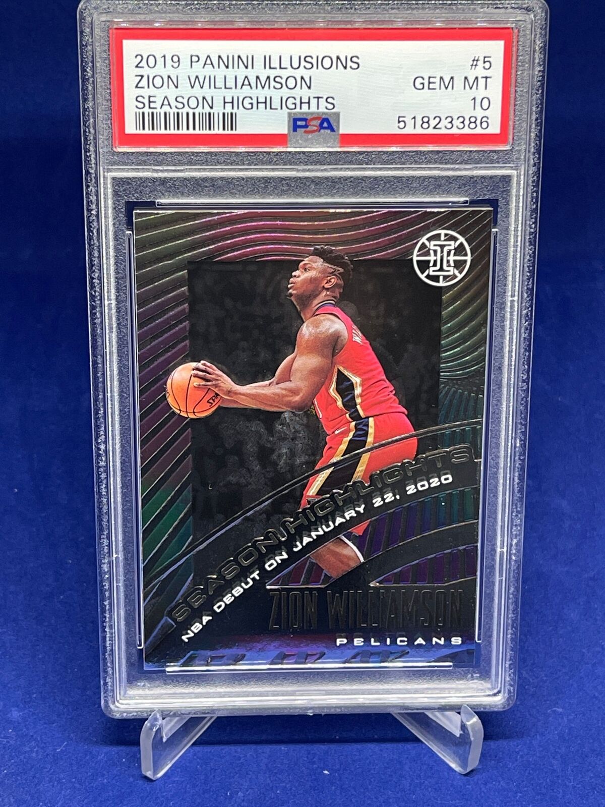 ZION WILLIAMSON 2019-20 PANINI ILLUSIONS SEASON HIGHLIGHTS ROOKIE RC #5 PSA 10