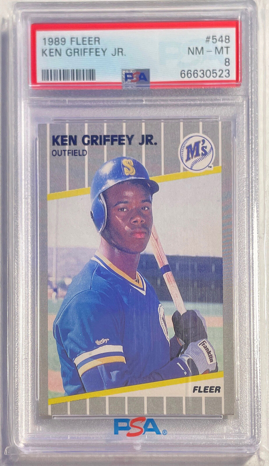 KEN GRIFFEY JR. 1989 FLEER ROOKIE RC #548 PSA 8 NEAR MINT TO MINT