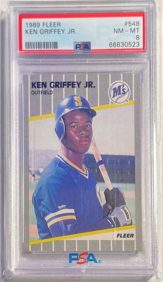 KEN GRIFFEY JR. 1989 FLEER ROOKIE RC #548 PSA 8 NEAR MINT TO MINT