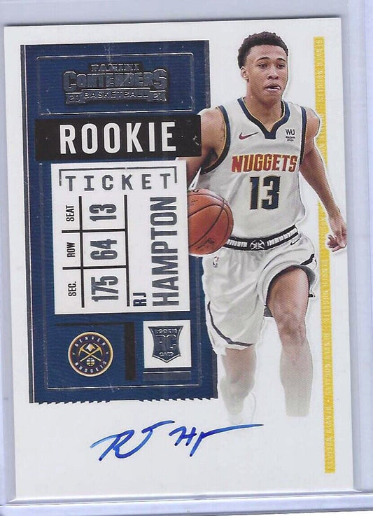 RJ HAMPTON 2020-21 PANINI CONTENDERS ROOKIE TICKET ON CARD AUTO RC #104