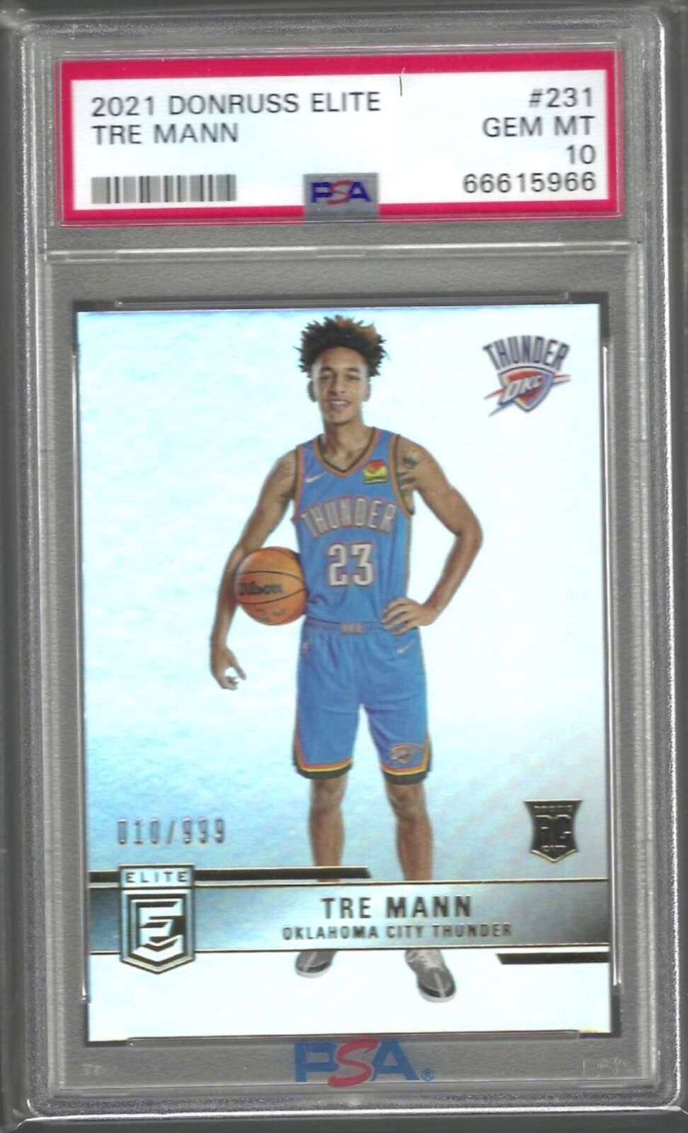 TRE MANN 2021-22 PANINI DONRUSS ELITE ROOKIE RC #D 10/999 PSA 10 GEM POP 1/1