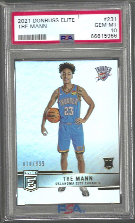 TRE MANN 2021-22 PANINI DONRUSS ELITE ROOKIE RC #D 10/999 PSA 10 GEM POP 1/1
