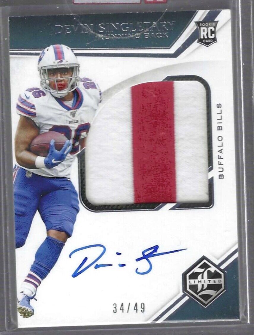 DEVIN SINGLETARY 2019 PANINI LIMITED JUMBO RPA ROOKIE PATCH AUTO RC #D 34/49