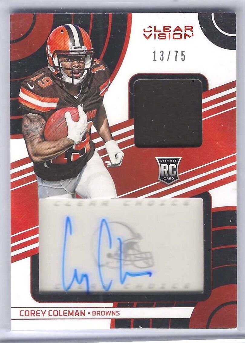 COREY COLEMAN 2016 PANINI CLEAR VISION ROOKIE PATCH AUTO RC #D /75