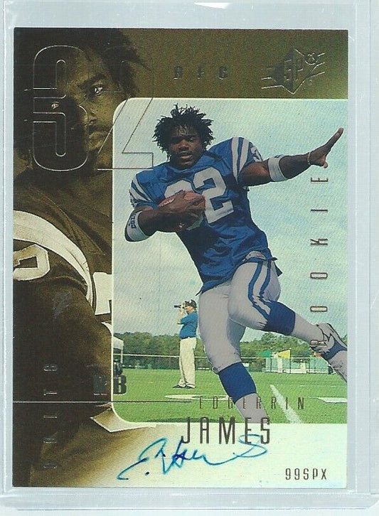 EDGERRIN JAMES 1999 UPPER DECK SPX ROOKIE ON CARD AUTO RC #D /1999
