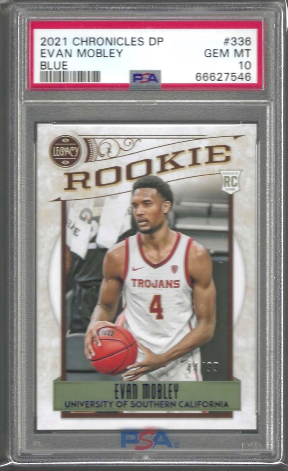 EVAN MOBLEY 2021-22 PANINI CHRONICLES DP BLUE RC #D /99 PSA 10 GEM MINT POP 1/1