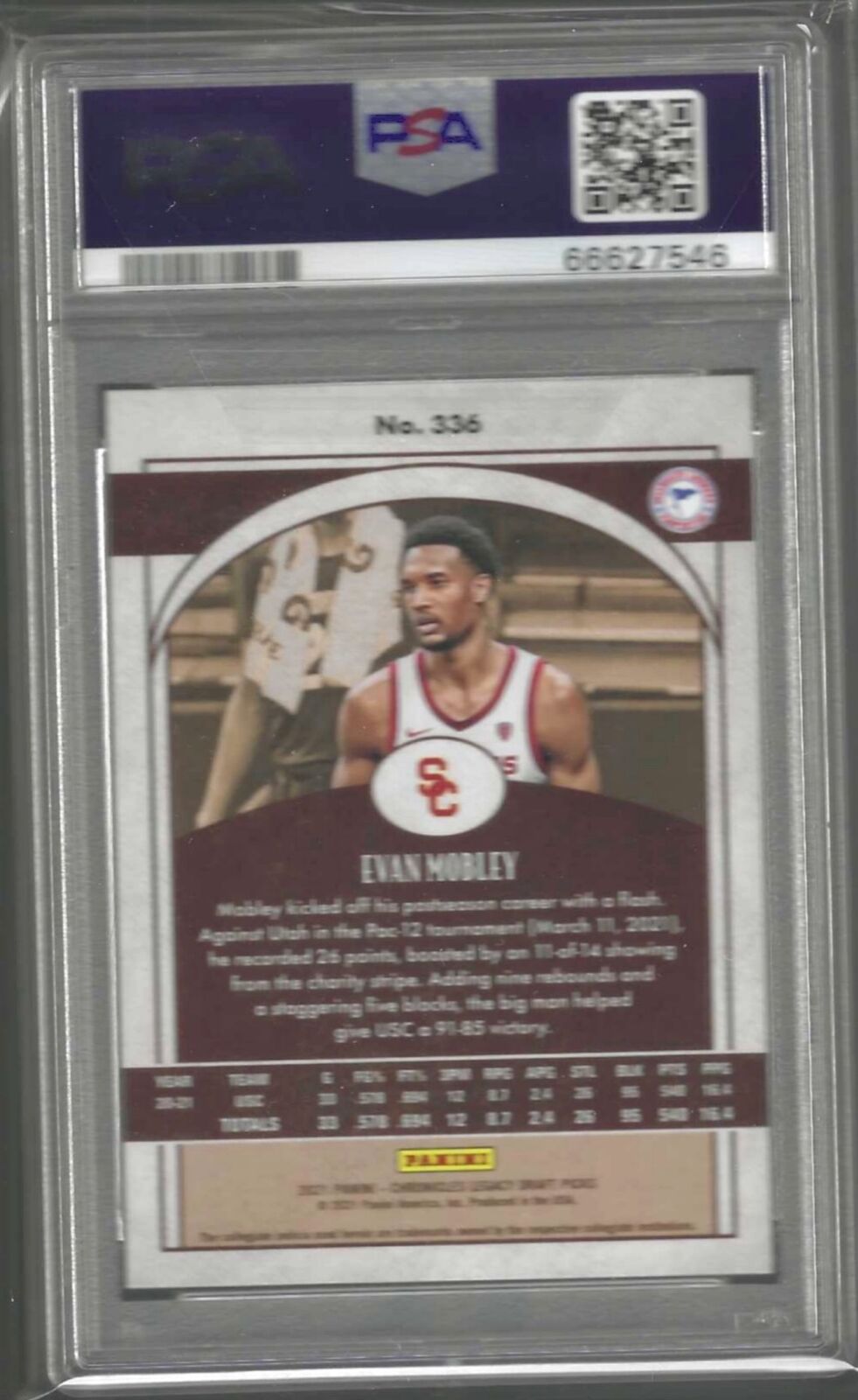 EVAN MOBLEY 2021-22 PANINI CHRONICLES DP BLUE RC #D /99 PSA 10 GEM MINT POP 1/1