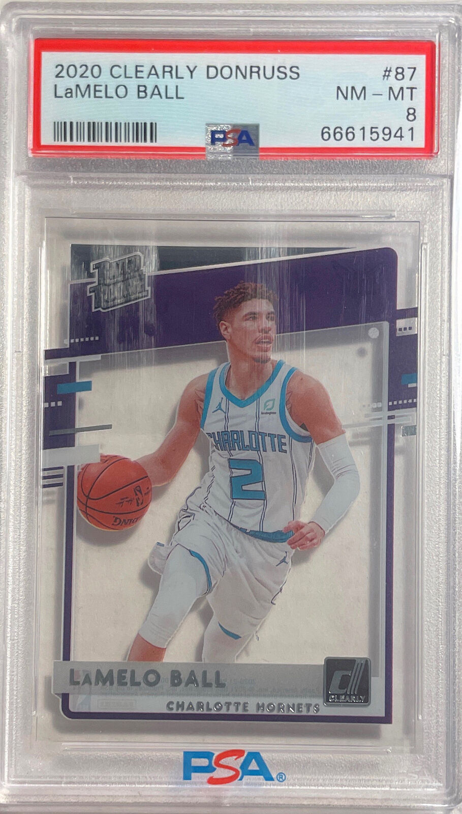 LAMELO BALL 2020-21 PANINI CLEARLY DONRUSS TRUE ROOKIE RC #87 PSA 8