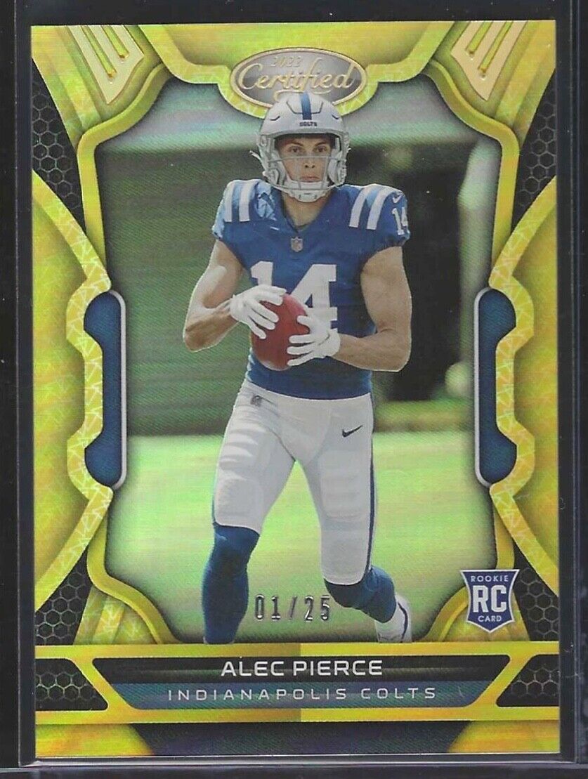 ALEC PIERCE 2022 PANINI CERTIFIED MIRROR GOLD FOIL ROOKIE RC #D 01/25