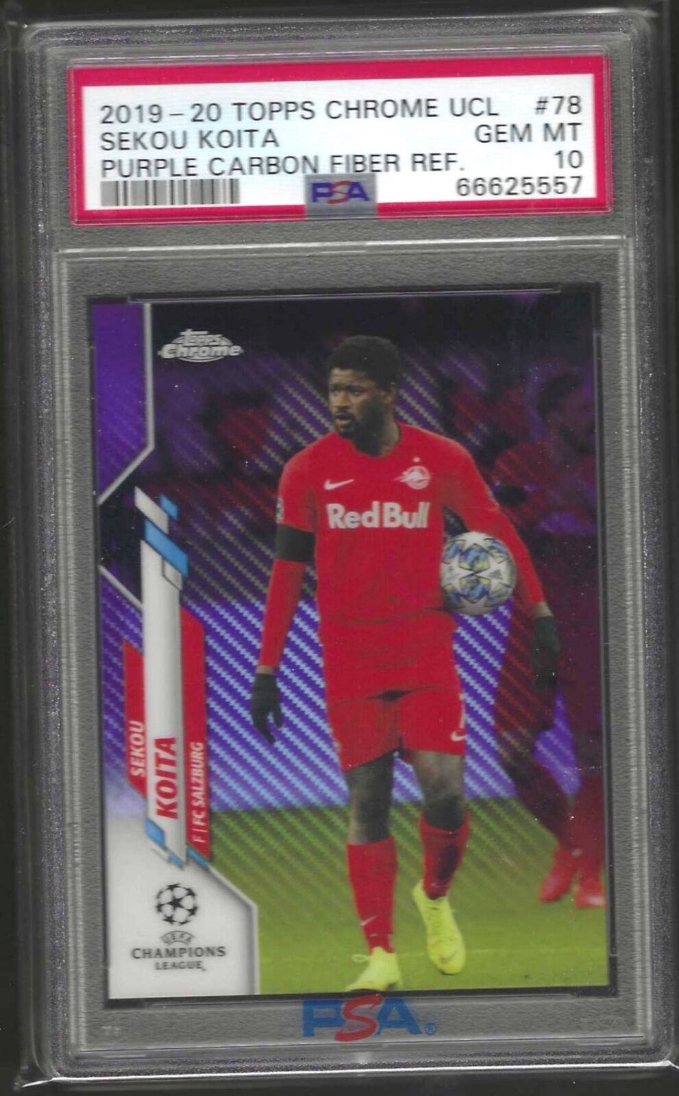 SEKOU KOITA 2019-20 TOPPS CHROME PURPLE CARBON REFRACTOR RC #78 PSA 10 GEM POP 9